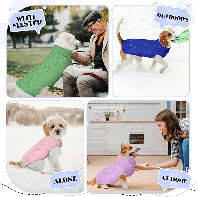 Dog Sweaters for Small Medium Large Dogs Girl, Soft Warm Turtleneck Pup Dogs Shirt, Double Knitting Collar for Outdoor Playing, Warm Dog Clothes (M,Royal Blue)
