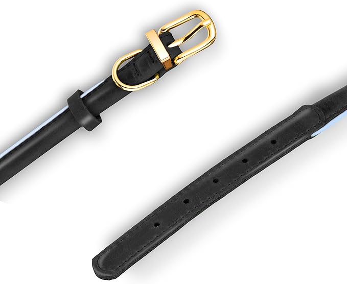 OOPSDOGGY Reflective Rolled Leather Dog Collar Adjustable Soft Padded Pet Collar for Small Medium Large Breed Dogs (Black, M, 12"-15")