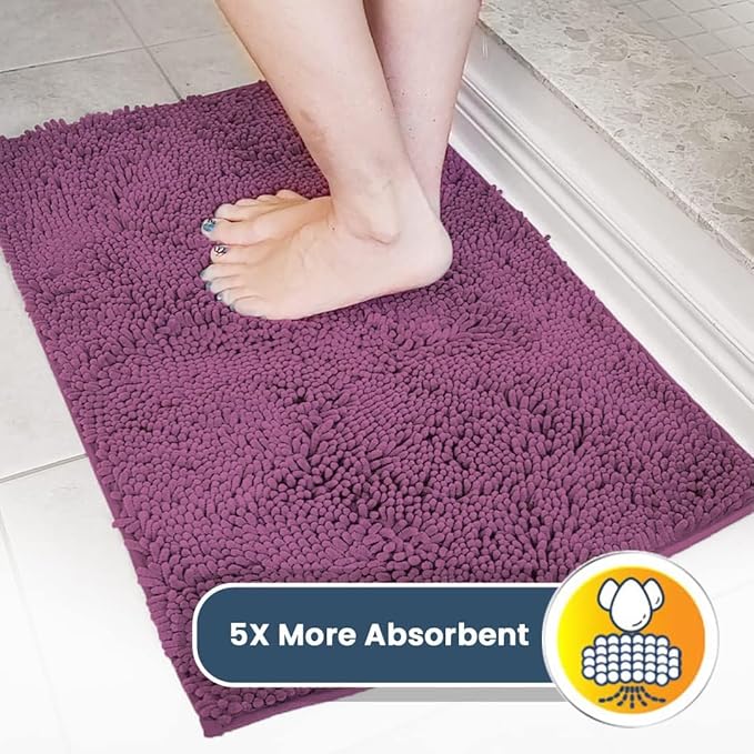 Muddy Mat® Original Dog Door Mat for Muddy Paws, Super Absorbent Microfiber, Non-Slip Washable Pet Rug, Quick Dry Chenille Entryway Carpet, Machine Washable Indoor Outdoor mat, Dark Purple 19"x30"