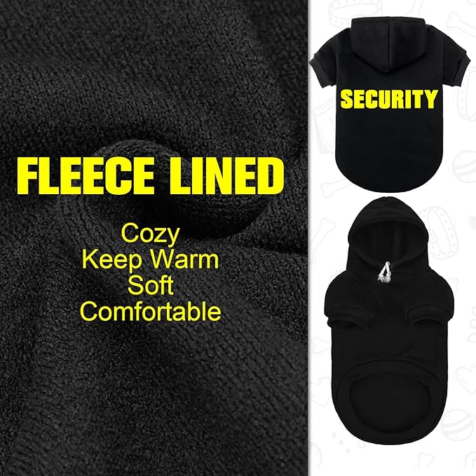 EXPAWLORER Security Dog Hoodie Puppy Sweater - Dog Sweatshirt Soft Fleece Lined Pet Clothes, Cold Weather Hooded Jacket Coat Keep Warm for Small Medium Large Dogs Cat, X-Small