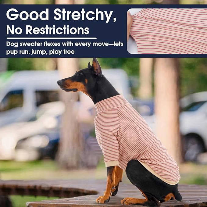 IECOii 2 Pack Dog Fleece Sweater for Small Dogs, Warm Dog Turtleneck with Stretch for French Bulldog, Cozy Fall Winter Pullover Dogs Sweatshirt with Sleeve, Indoor & Outdoor Sweaters for Walking, L