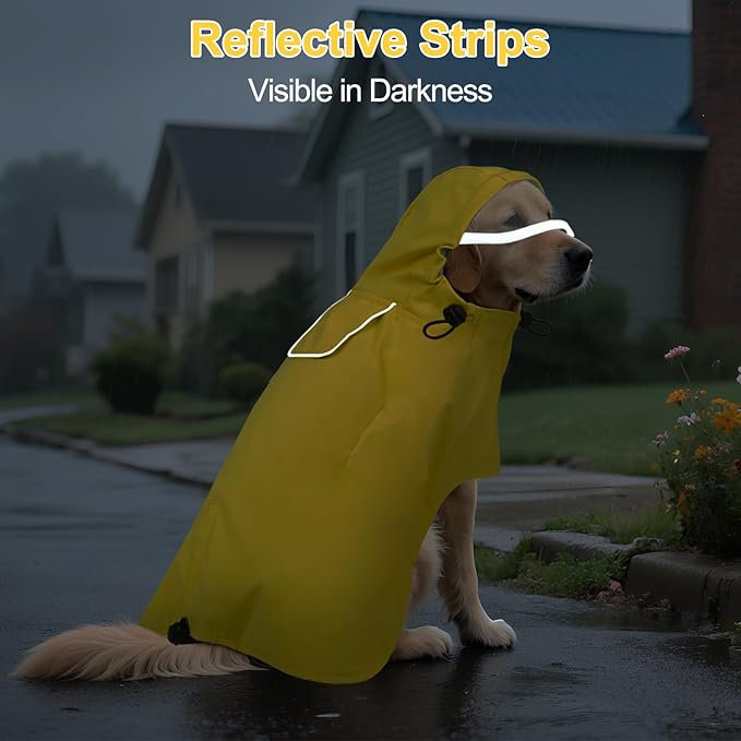 DENTRUN Dog Raincoat for Small Dogs (Chihuahua, Pomeranian) – Waterproof & Windproof, Lightweight for Walking, Hiking, Outdoor – Adjustable Hood, Leg Straps & Reflective Strips, S
