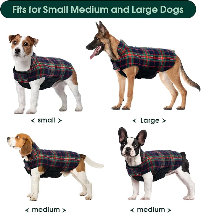 Kuoser Warm Dog Coat, Waterproof Dog Coats for X-Small Dogs, Adjustable Durable Doggie Winter Jacket Reversible Cozy Puppy Cold Weather Apparel from Small to Large Breed, RoyalBlue XS