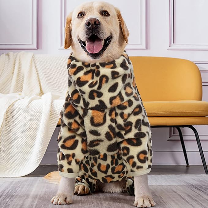 ROZKITCH Dog Leg Warmers for Large Dogs, Pet Windproof Warm Cold Weather Jacket Vest with Luminous Zipper, Jumpsuit Apparel Outfit Clothes for Small Medium Large Dog Brown L