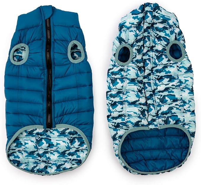 Winchester Pet Premium Reversible Dog Puffer Vest, Blue, Large