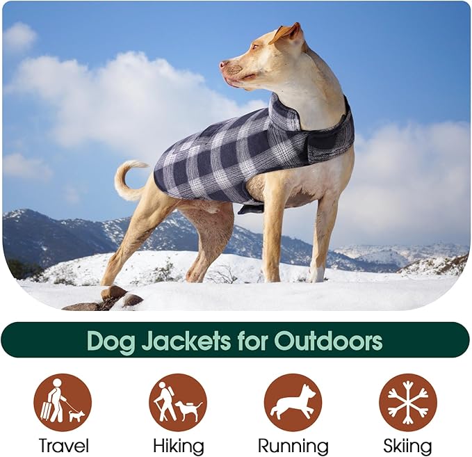 Kuoser Dog Winter Coat, Reversible Dog Jacket, Warm Doggie Coat British Style Puppy Cold Weather Coats, Windproof Pet Clothes for Extra Large Dogs Blue XXXL