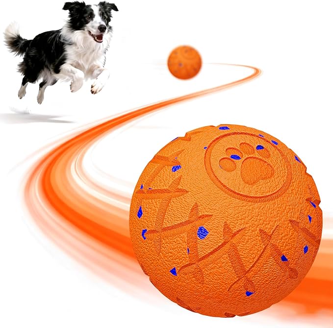 Interactive Dog Toys Dog Ball,Durable Motion Activated Automatic Rolling Toys for Medium/Large Dogs,Automatic Moving, Bouncing,and Rotating,E-TPU Material, IP54 Waterproof (Orange)