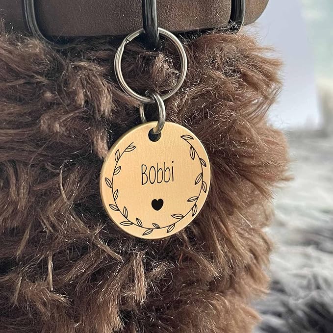 Cat Dog ID Tags Personalized 9 Corolla Styles Flower Wreath to Choose for Extra Small Pets Collar Accessories Matt Stainless Steel Engraved Custom on Both Side
