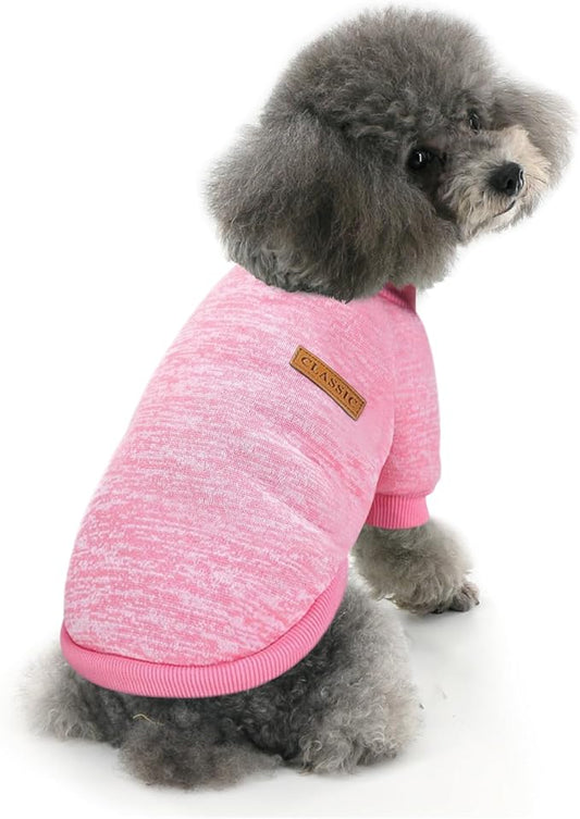 Idepet Pet Dog Classic Sweater, Soft Fleece Coat for Small,Medium Dog,Warm Pet Dog Cat Clothes,Soft Puppy Customes 2 Color (XXL, Pink)