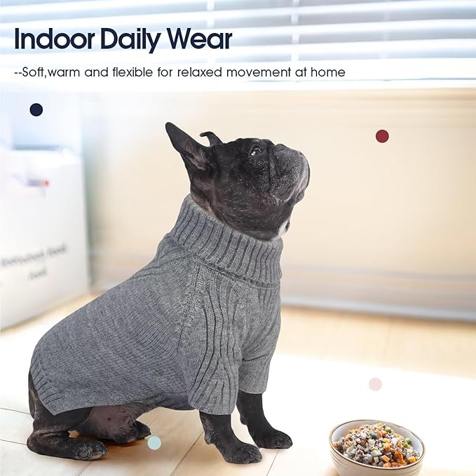 IECOii Extra Large Dog Sweater 4XL,Thermal Warm Dog Sweaters for Giant Breed Dogs,Turtleneck Knitted Knitwear for Pet Winter,Stretchy&Easy On Doggy Sweatshirt for Doberman,Great Dane(Light Grey,XXXXL)