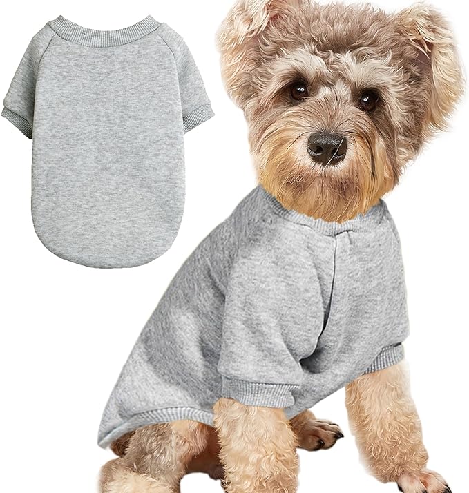 Puppy Sweater for Small Dogs Clothes Warm Winter Cat Clothe Pet Sweatshirt Knitwear Doggie Kitten Clothing, Grey, Small