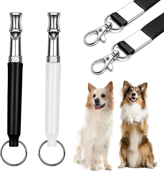 2 Pack Dog Whistle - Adjustable Ultrasonic Silent Dog Training Whistle for Effective Bark Control, Professional Recall and Training, Includes Lanyard
