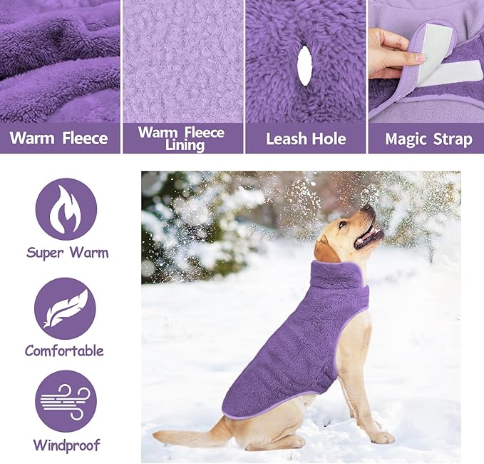 Malier Dog Winter Coat, Reversible Fleece Dog Cold Weather Coats, Windproof Warm Snow Puppy Jacket Vest Pet Clothes for Small Medium Large Dogs (Purple, XXX-Large)