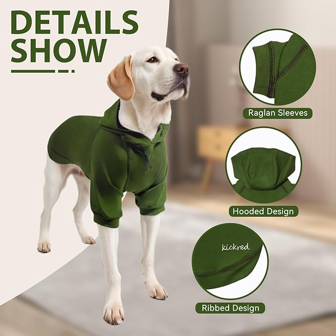 Basic Dog Hoodie Sweatshirts, Pet Clothes Hoodies Sweater with Hat and Leash Hole, Soft Cotton Outfit Coat for Small Medium Large Dogs (X-Large)