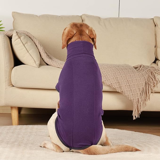 ROZKITCH Sweater for Dogs Large, Pet Windproof Warm Cold Weather Jacket Vest Cozy Jumpsuit Apparel Outfit Clothes for Walking Hiking Travel Sleep Purple XL