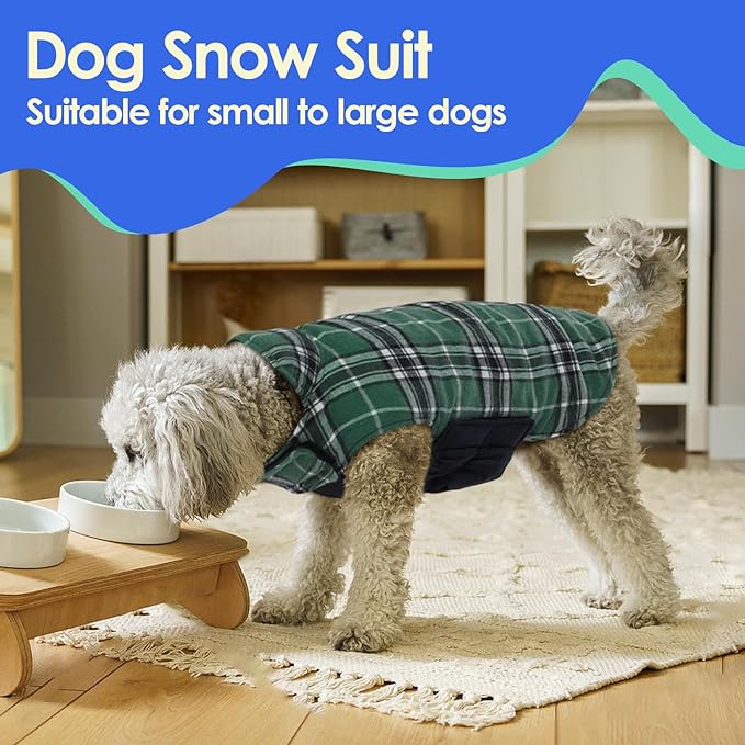 MIGOHI Dog Coat, Warm & Waterproof Winter Jacket for Small Medium Large Dogs, Reversible Dog Jacket, Green XL