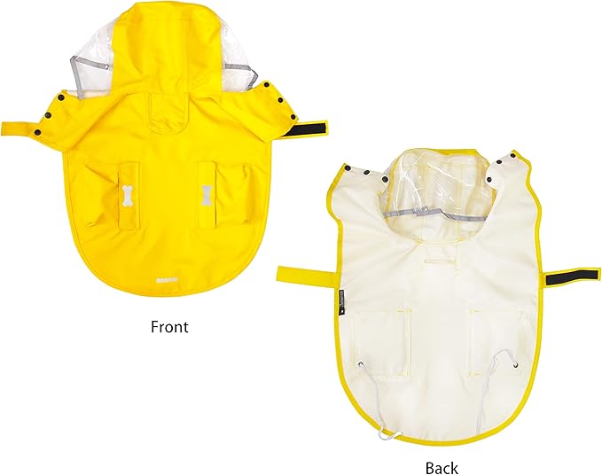 Waterproof Dog Raincoat, Adjustable Reflective Lightweight Pet Rain Clothes with Poncho Hood (Medium, Yellow)