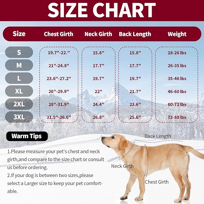 IDOMIK Dog Winter Coat for Large Dogs, Warm Dog Winter Jacket with Fleece High Collar, Zippered Cold Weather Coats for Dogs, Waterproof Doggy Snow Jacket Clothes,WineRed,XL