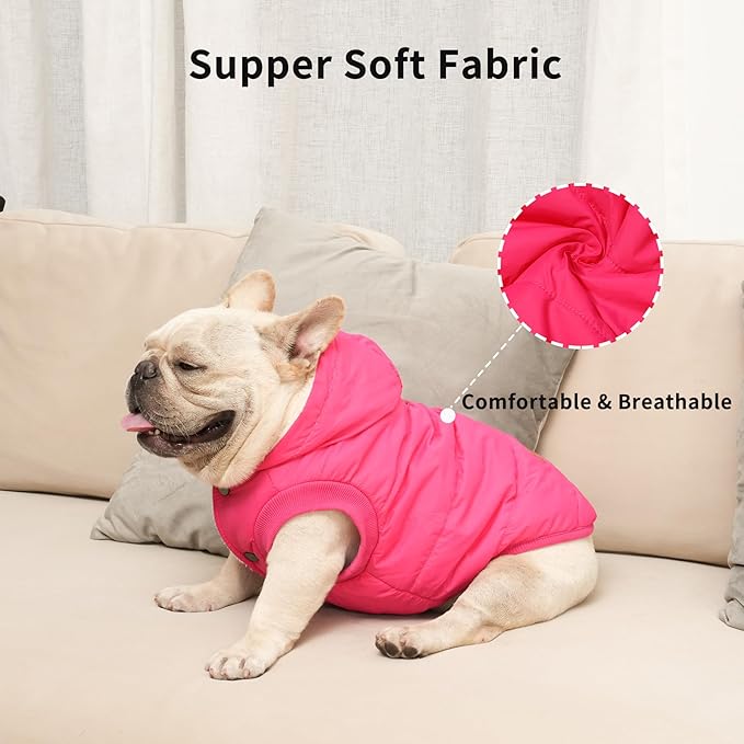 Fleece Lining Extra Warm Dog Hoodie in Winter for Large Dogs Jacket Pet Coats with Hooded Pink XXXL