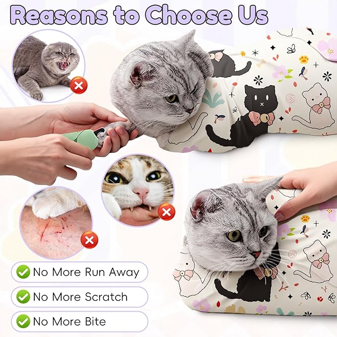 27.6"Cat Grooming Wrap (for nail trimming and veterinary care) - Large-Scale Anti-Escape Cat Containment Device- Multifunctional pet grooming essential, (C1 Suitable for 15 lbs)