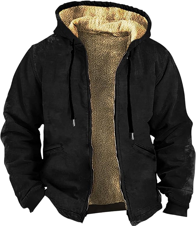 Men's Zip Up Jackets Western Style Ethnic Hoodie Hooded Vintage Long Sleeve Warm Coat Winter Outfits