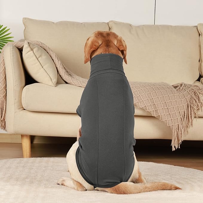 ROZKITCH Dog Winter Coat Soft Pullover Pajamas, Pet Windproof Warm Cold Weather Jacket Vest Cozy Jumpsuit Apparel Outfit Clothes for Walking Hiking Travel Sleep Black 2XL