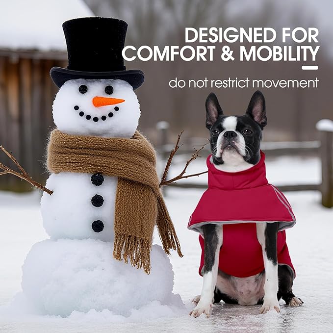 FUAMEY Dog Cold Weather Coats,Dog Winter Jackets for Large Dogs Warm Dogs Coat with Reflective Strips Waterproof Pet Snowsuit Thick Paded Pets Vest for Labrador Golden Retriever Wine Red 2XL