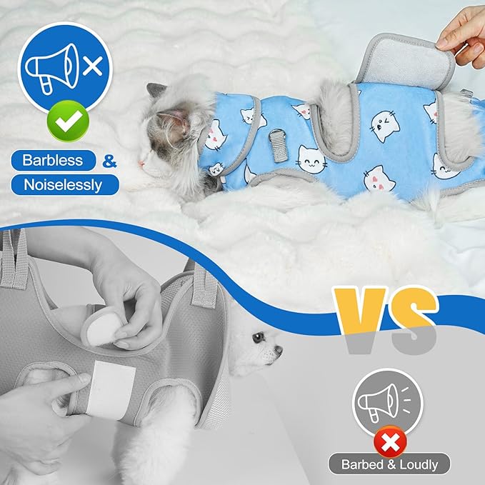Supet Cat Grooming Hammock, Self-Adherent Cat Wrap for Cutting Nails, Anti-Escape Calming Wrap for Medicine, Nail Clipping, Teeth Brushing, Ear Cleaning