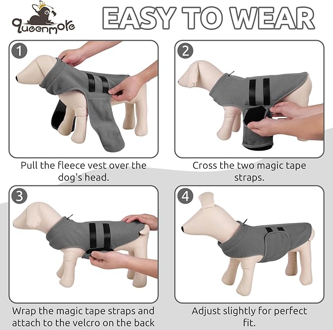 Queenmore Medium Dog Sweaters, Soft Fleece Vest Pullover Dog Jacket with Leash Hole, Warm Winter Dogs Clothes Cold Weather Doggy Dachshund Sweater for Medium Dogs Cats Boy or Girl (Grey,M)