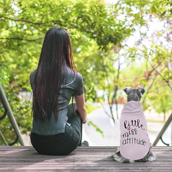 Cat Hoodies for Cats Puppy Pet Clothes Cat Apparel Little Miss Attitude Print Dog Hoodie for Small Medium Dogs Outfits for Kittens(Purple,2XL)