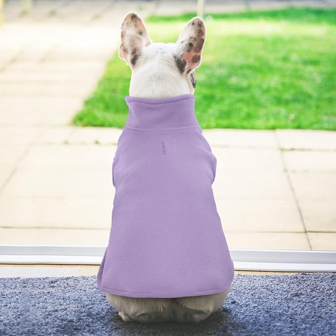FUAMEY Dog Fleece Vest for Large Dogs,Warm Stretchy Dog Sweatshirts Pullover with Leash Hole Dogs Sweater Soft Pet Turtleneck Cozy Pet Vest Lightweight Sleeveless Purple L