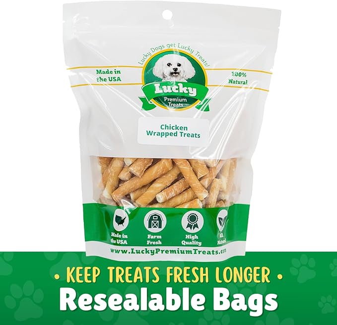 Chicken Wrapped Rawhide Dog Treats for Toy Dogs Under 25 lbs. – 40ct. Rawhide Chew Sticks – Limited Ingredient Long Lasting Chews Made in The USA with Natural Chicken and Beef Hide Twists