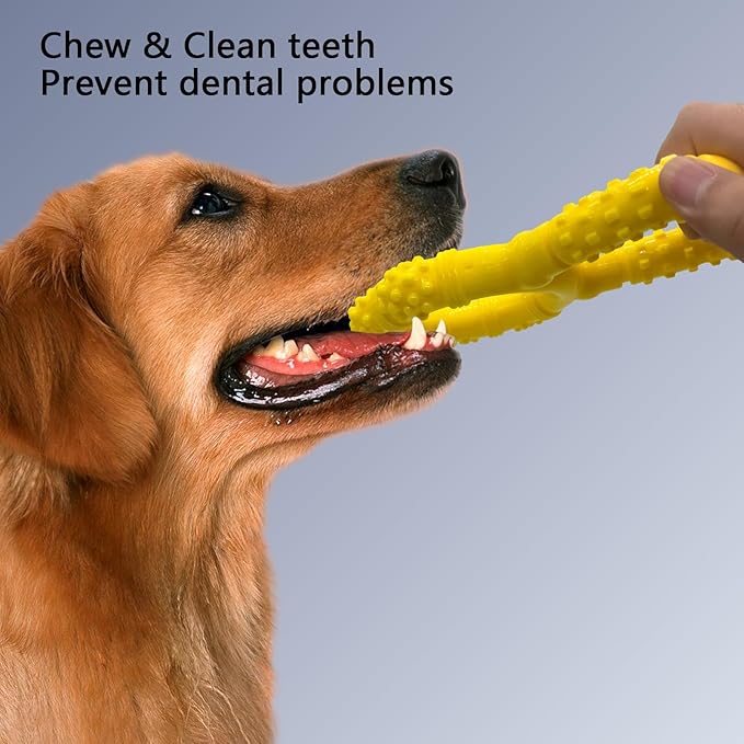 Tug of War Dog Toy, Interactive Dog Pull Toys, Adult and Puppy Teething Toy, Tough Chew Toy for Small Medium Large Dogs, Rubber, Lightweight, Comfortable Grip (Yellow)