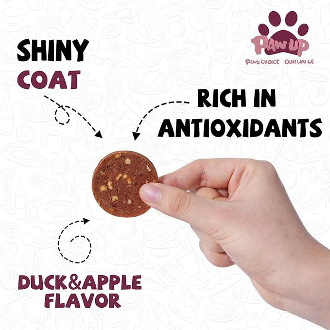 PAWUP Duck Jerky Dog Treats – Soft Duck & Apple Sausage, Training Treats with Taurine for Small, Medium & Large Dogs, 12.5 oz