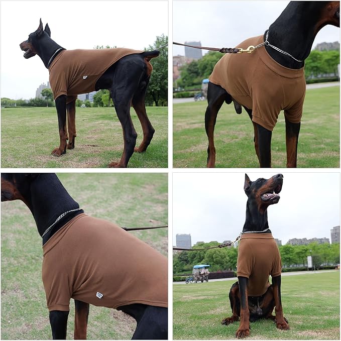 Lovelonglong Ribbed Dog T-Shirt Cotton Knitted Dog Sweaters for All Season Pet T-Shirts for Large Medium Small Dogs Coffee L