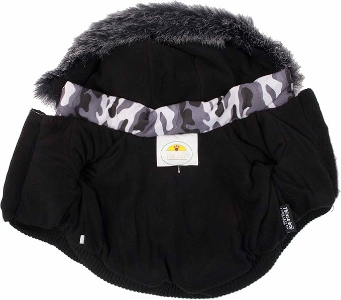 PET LIFE Classic Metallic Fashion Pet Dog Coat Jacket Parka w/ 3M Insulation and Removable Hood, Large, Deer Pattern
