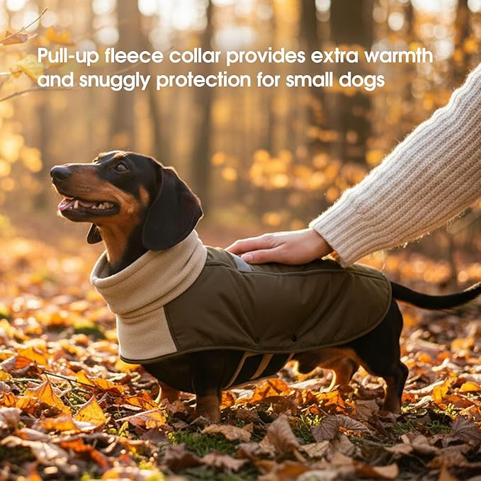 ASENKU Dog Coat, Dog Winter Jackets with Fleece Turtleneck, Windproof, Reflective Pet Snow Jacket for Cold Weather, Coats for Large Size Dogs Army Green, XXL