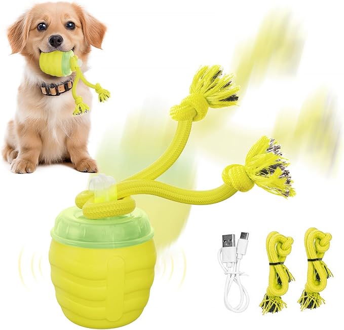 Interactive Dog Toys, [2025 Newly Upgraded] Interactive Dog Ball for Small Dogs, Automatic Moving Dogs Toy Wicked Ball for Boredom & Training, Play Music, USB Rechargeable(Yellow)