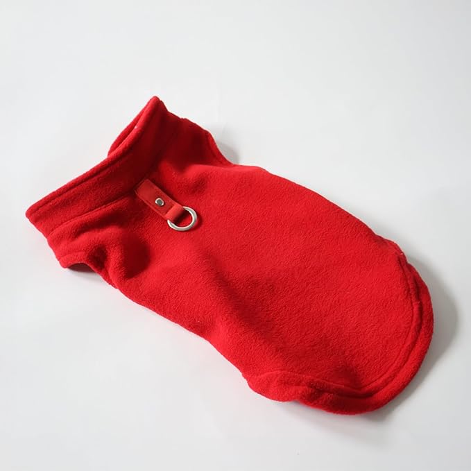 JACKO & CO - Fleece Vest Dog Sweater with Leash Ring - Soft, Warm & Lightweight Pullover Coat for Small & Medium Dogs, Puppies & Cats - Cozy Fall/Winter/Spring Pet Jacket (Red, Medium 6-10lbs)