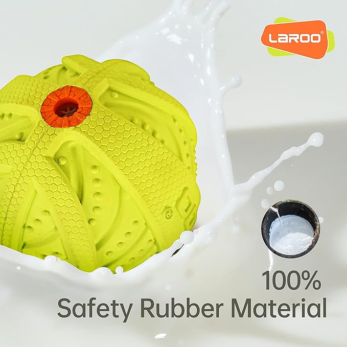 LaRoo Squeaky Dog Ball Toy,Durable Natural Rubber Squeaker Ball Throwing Training,Teeth Cleaning Chew Toy for Pet Medium and Large Dogs (3.5In Green)