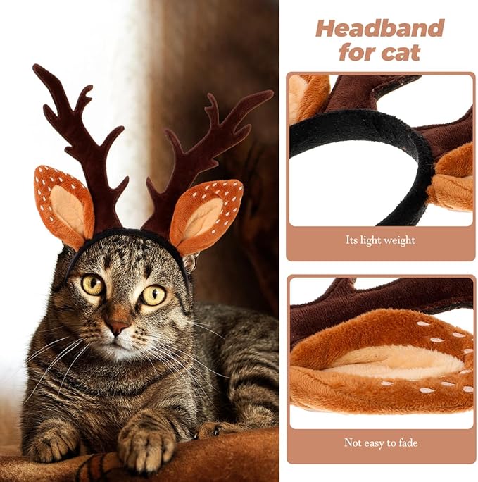Christmas Halloween Pet Headband for Dog Cat Pet Elastic Band Adjustable,Costume Accessory for Cats and Kittens Comfortable Non-deformable for Holiday Season and Photography - Size L