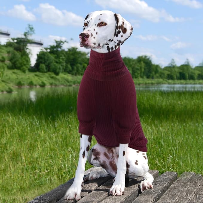 ROZKITCH Dog Shirt with Hoodie Dog Ears Cover 2 in 1, Soft Lightweight Dog Striped T Shirt Pullover Dog Tank with Detachable Ear Wrap, Dog Hoodie Tshirt Dog Boy Girl, Stretchy Sweater WineRed M