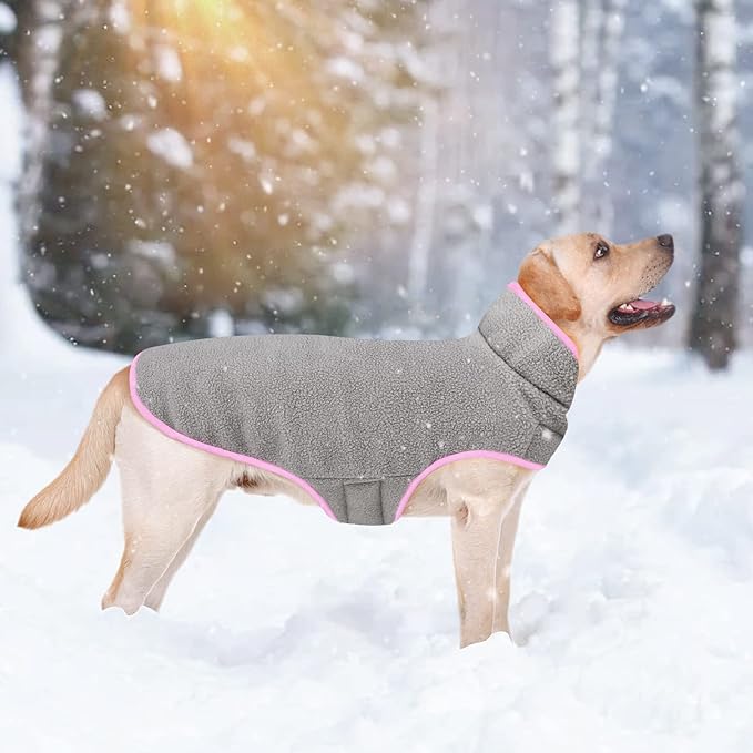 Malier Dog Winter Coat, Reversible Fleece, Small, Pink - Windproof, Warm Dog Jacket for Small Medium Large Dogs