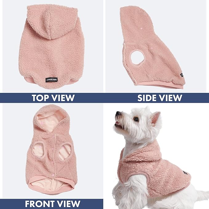 Spark Paws Teddy Dog Sweater, Sherpa Vest with Warm Fleece Lining, Winter Coat Suitable for Small Medium Large XL XXL Breeds - Pink - XL