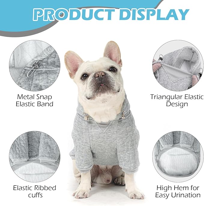 EXPAWLORER Textured Cable Knit Basic Dog Hoodie, Elevated Style Dog Sweater with Leash Hole and Pocket, Soft and Warm Pet Winter Coat, Cold Weather Clothes for Small Medium Large Dogs,Grey XXL