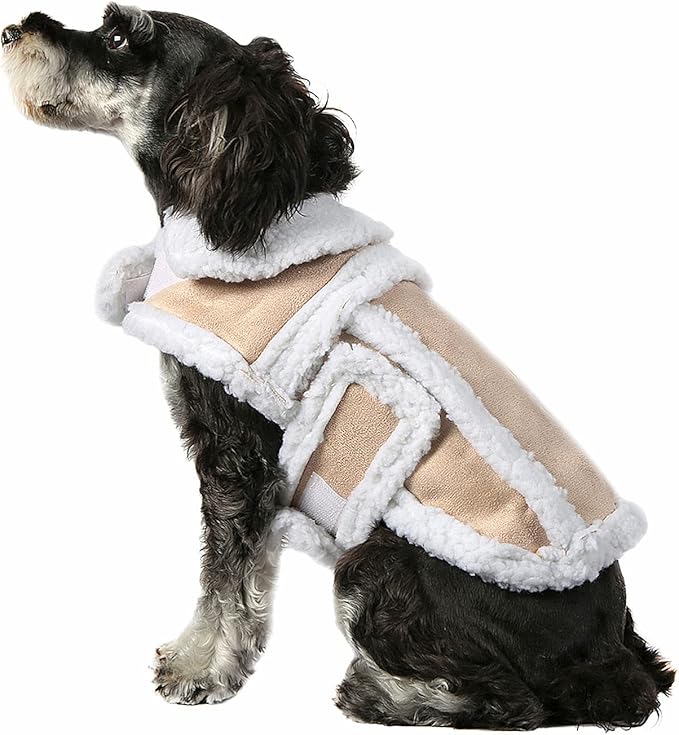 Namsan Dog Sherpa Jacket, Size M, Fleece Dog Vest with Leash Hole, Soft Pet Coat Outfit for Small Medium Large Dogs, Thick Warm Dogs Vest for Cold Weather, Adjustable Magic Tape, Easy to Wear