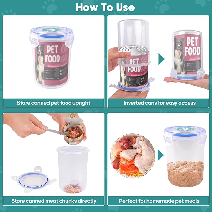 Canned Dog Food Storage Lids,Reusable Airtight Can Cover Pet Food Sealer - Keeps Dog Food Lids Storage Can Fresh, dog Food Container Eliminates Odor, Easy To Use With SUS 304 Spoon,Can Opener