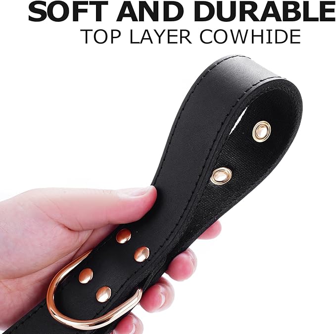 Dog Collar, Leather Dog Collar with Adjustable Sturdy Metal Buckle,Heavy Duty Dog Collar for Walking, Hiking, Training, Hunting (Black,L:18.6"-25.8" Neck)