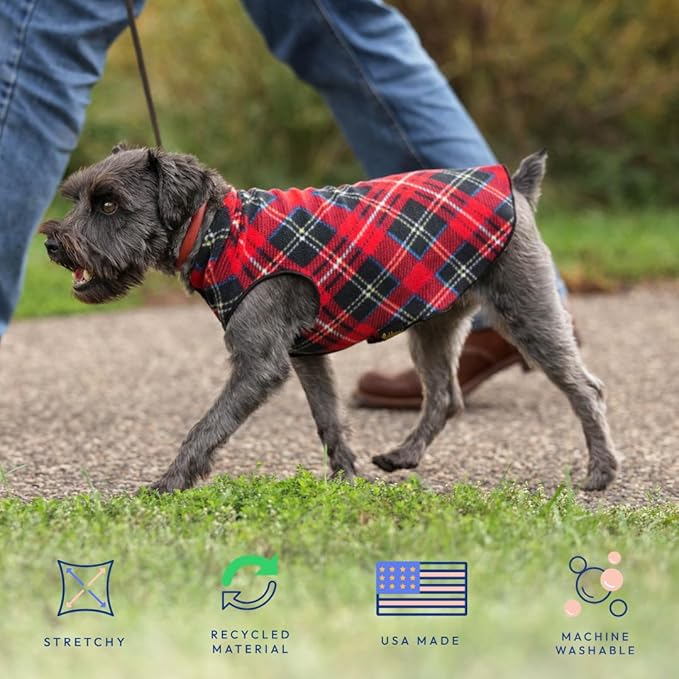 Goldpaw Stretchy Fleece Jacket for Small Dogs - Super Soft, Warm Dog Sweater - Pet Sweater Vest for Fall and Winter - Canine Clothes Made in The USA - Machine Washable - Charcoal - Size 12