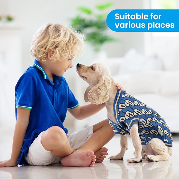 Pet Sweaters for Dogs Boys and Girls, Dynamic Letter Patterned Dog Sweater,Dog Cardigan,Pet Clothes,Pet Knitted Clothing,Fit for Different Seasons and Kinds of Dogs (Blue 2XL)